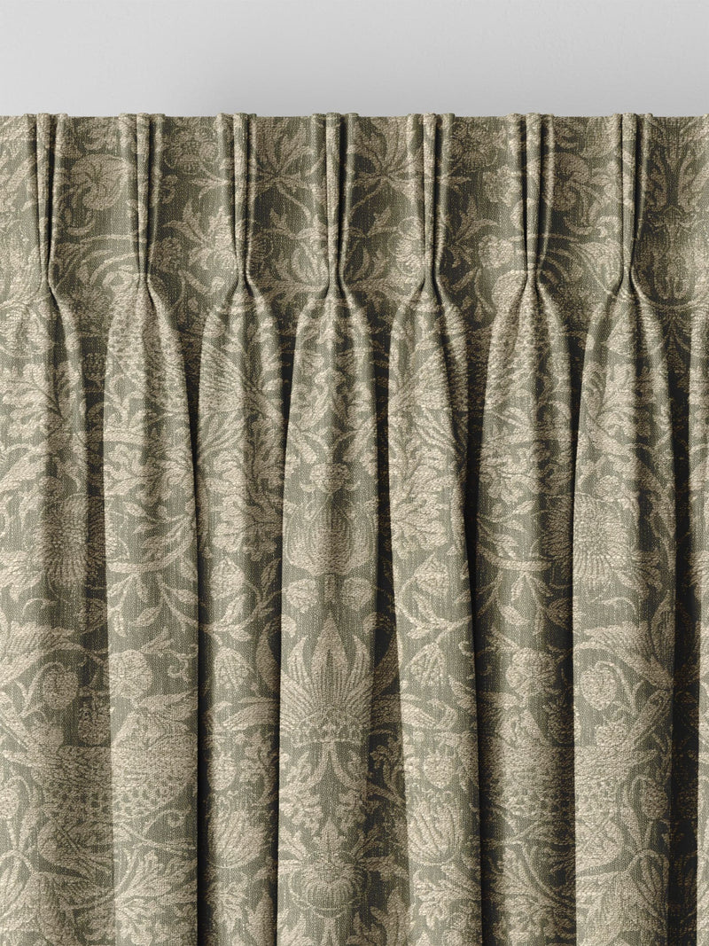 William Morris curtains green Strawberry Thief made-to-measure, imported from the UK