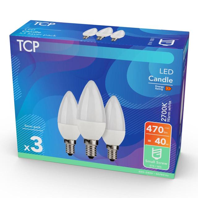 TCP Candle Coated Small Screw 40W Light Bulbs   3 per pack GOODS M&S