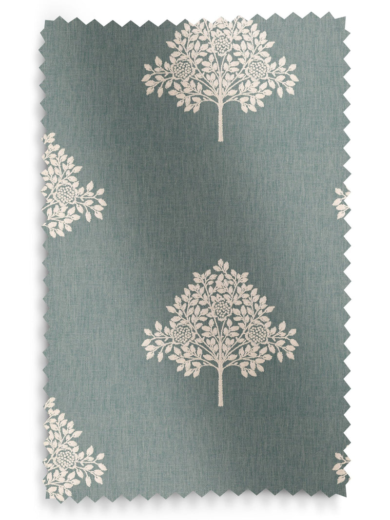 William Morris curtains with Blue Marigold tree embroidery, imported from the UK