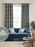 William Morris curtains with Blue Marigold tree embroidery, imported from the UK