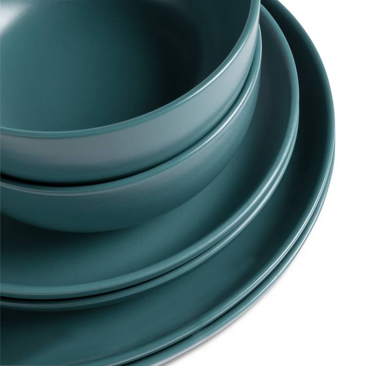 Habitat stoneware dinner set teal 12 piece, imported from the UK