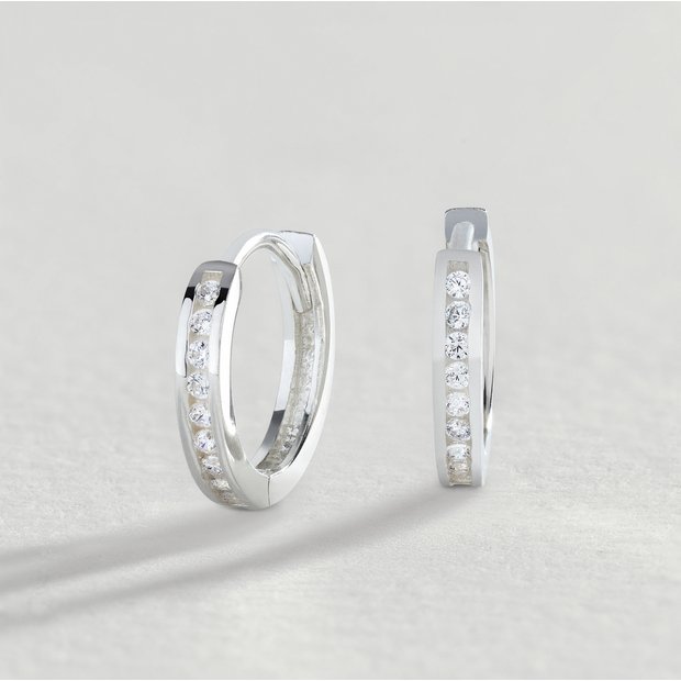 Revere cubic zirconia huggie hoop earrings 11.5mm, UK version