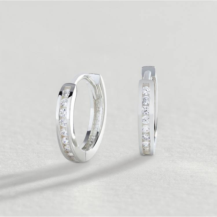Revere cubic zirconia huggie hoop earrings 11.5mm, UK version