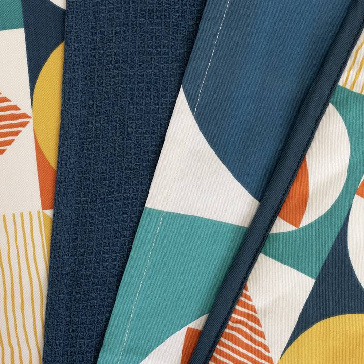 Habitat multicoloured geometric tea towel and oven glove set, UK version