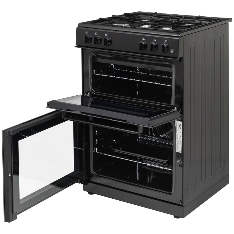 Bush 60cm twin cavity gas cooker in black - British product