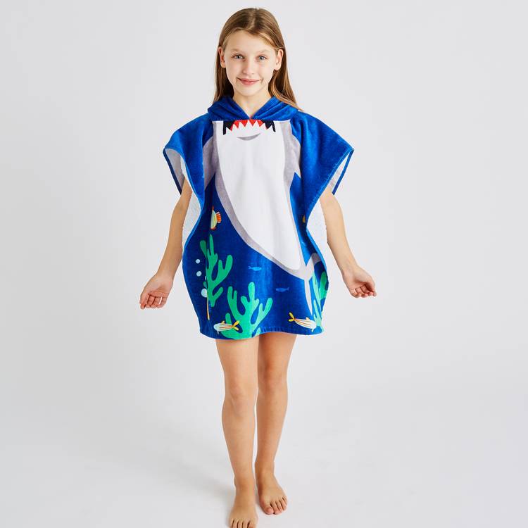Catherine Lansfield kids towel poncho shark 120x60 cm - British product
