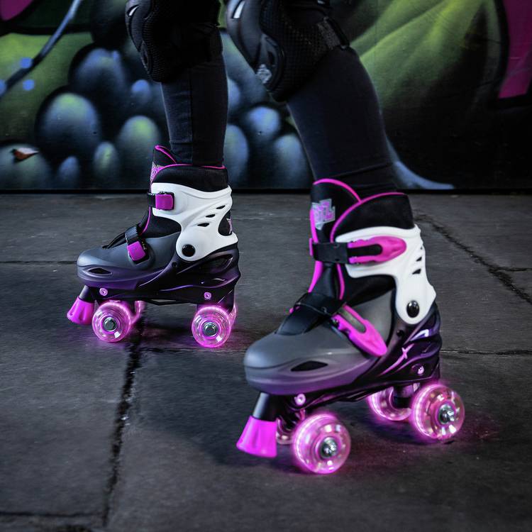 Xootz LED quad skates pink adjustable children's skates (British brand)