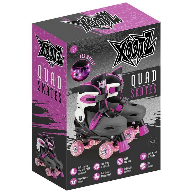Xootz LED quad skates pink adjustable children's skates (British brand)
