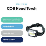 Streetwize COB head torch, imported from the UK