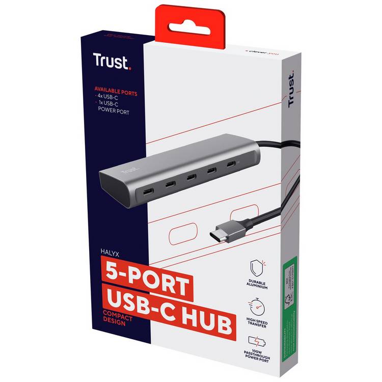 Trust Halyx 5 Port USB-C Hub, UK version