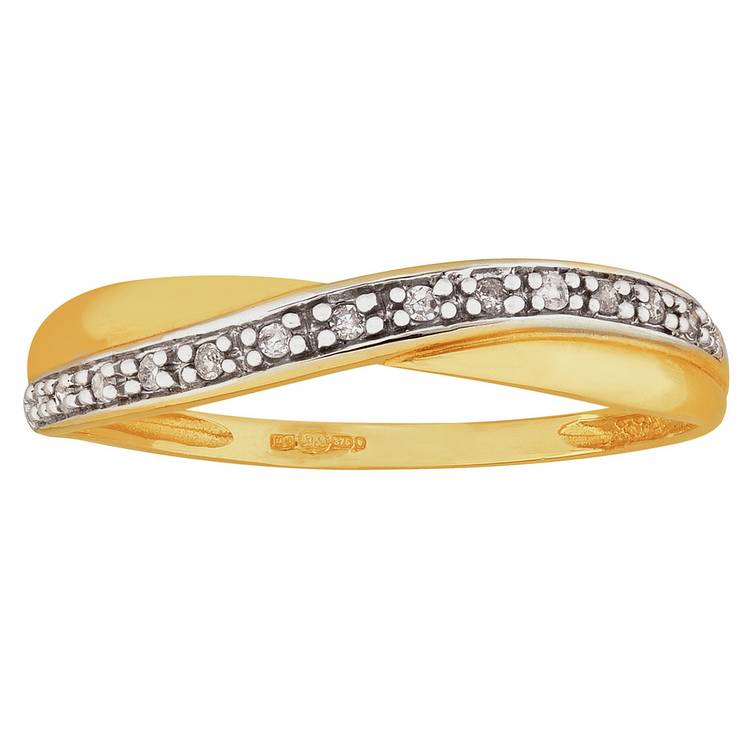 Revere 9ct gold diamond crossover eternity ring (British brand)