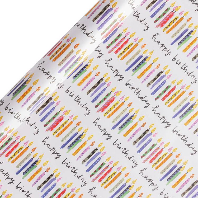Argos Home birthday candle wrapping paper 10m roll, UK version