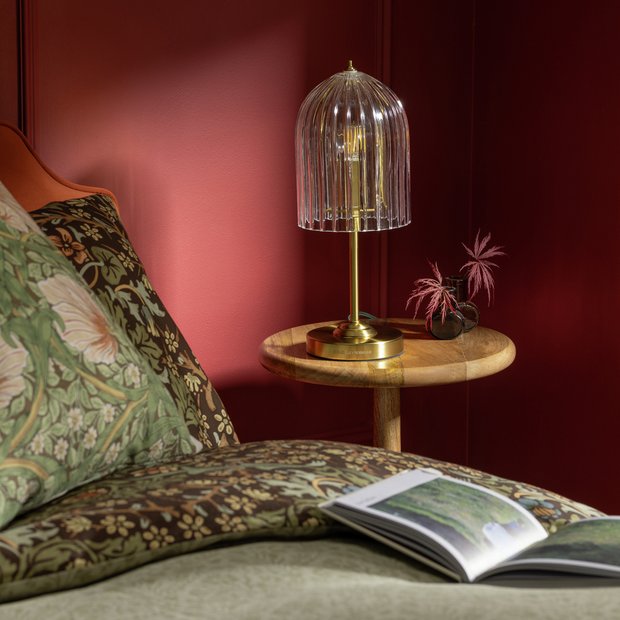 Habitat x Morris & Co glass cloche table lamp with brass base (British brand)
