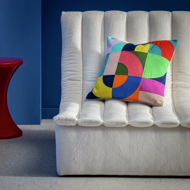 Habitat 60 Levi embroidered cushion 43x43cm - British product