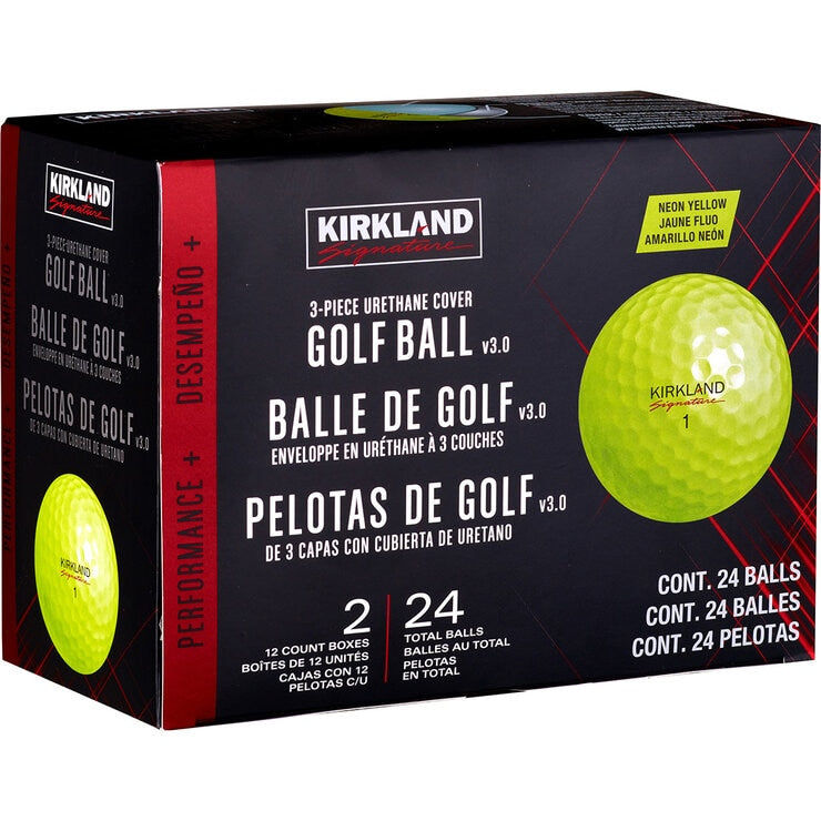 Kirkland 3-piece urethane golf balls neon yellow 24 pack - British product