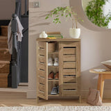 Argos Home slatted shoe storage cabinet oak finish (British brand)
