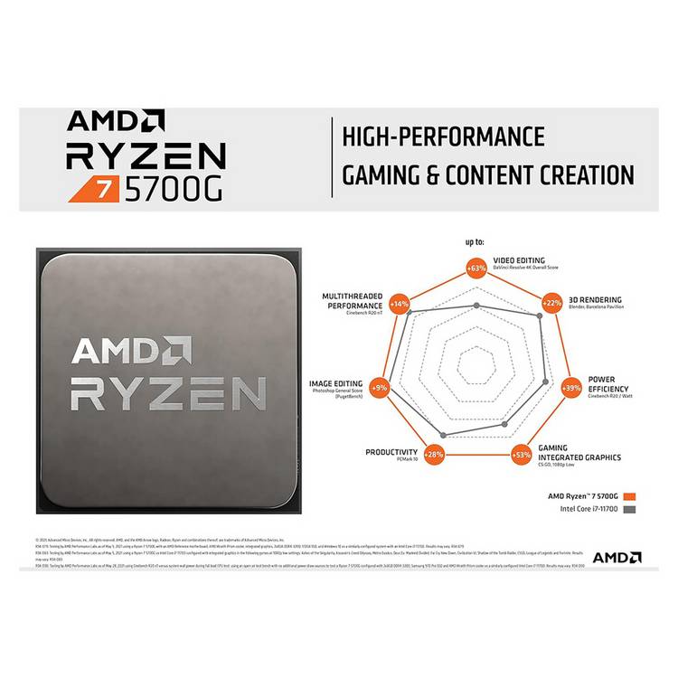 AMD Ryzen 7 5700G processor with Radeon graphics (British brand)