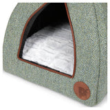 Petface sage herringbone cat bed medium, imported from the UK