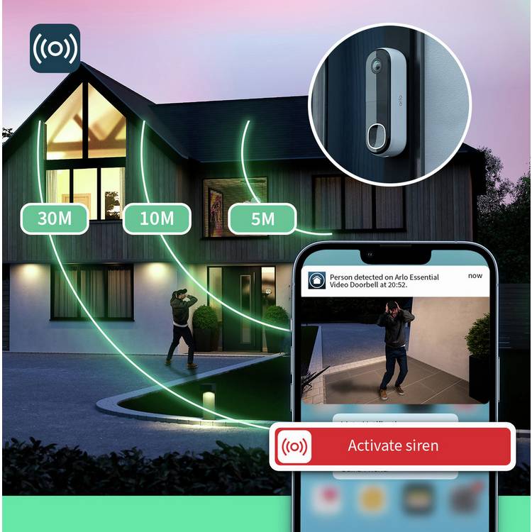 Arlo Essential HD 4-in-1 Smart Video Doorbell, UK version