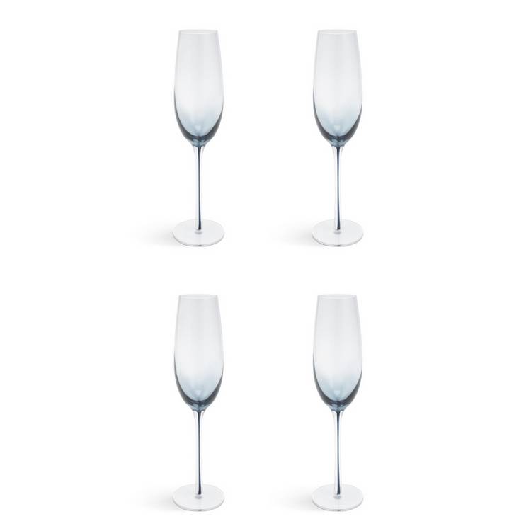 Habitat blue gradient champagne flutes set of 4, imported from the UK