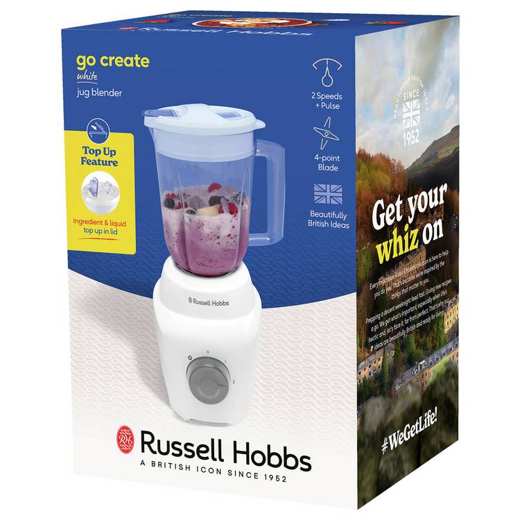 Russell Hobbs white jug blender 1.65 litre - British product