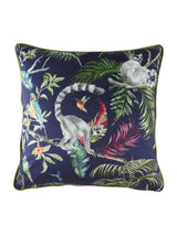 Next Evans Lichfield Blue Jungle Lemur Velvet Polyester Filled Cushion- Buy online at McGrocer