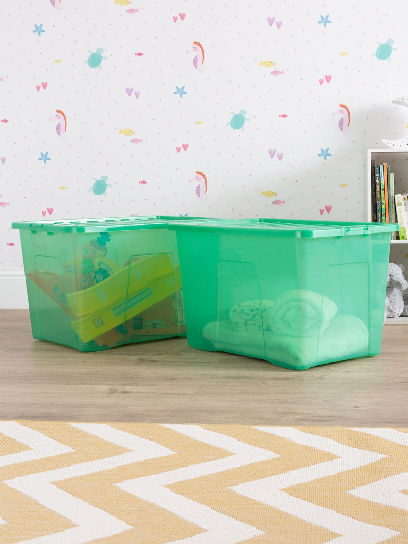 Wham green 80L storage boxes set of 2 with lids (British brand)