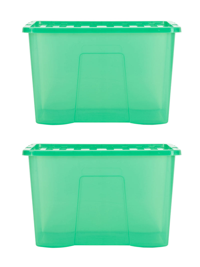 Wham green 80L storage boxes set of 2 with lids (British brand)