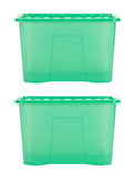 Wham green 80L storage boxes set of 2 with lids (British brand)