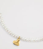 Monica Vinader gold vermeil freshwater pearl heart bracelet (British brand)