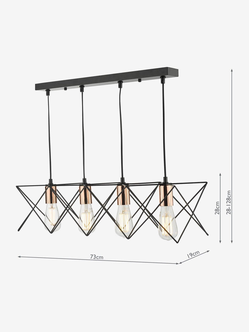 Dar Lighting ceiling light pendant Black Midi 4 light, UK version