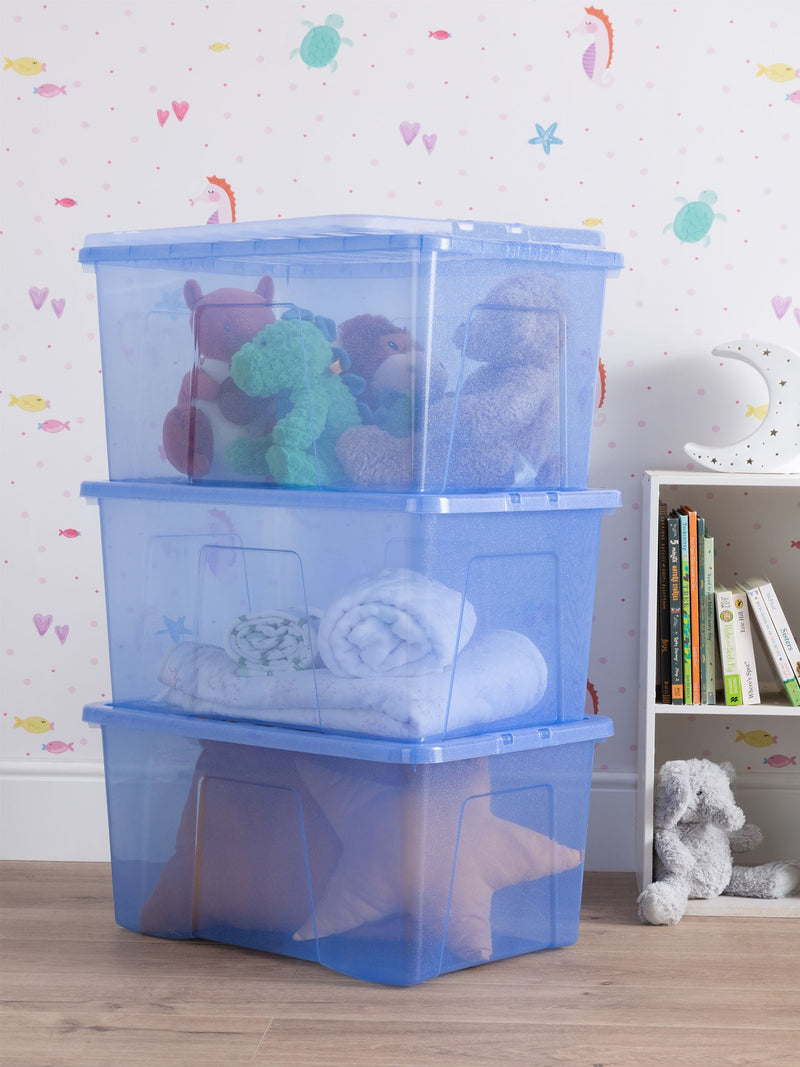 Wham storage box 60L blue crystal sparkle, imported from the UK