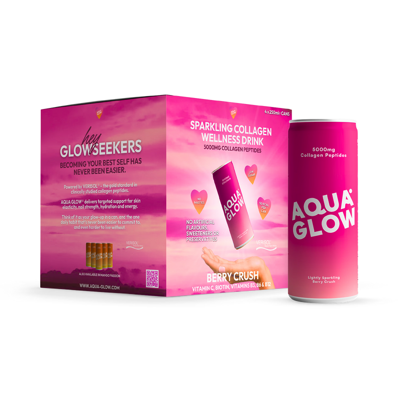 AQUA GLOW collagen drink Berry Crush 4x250ml (British brand)