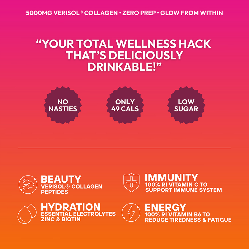 AQUA GLOW collagen drink Berry Crush 4x250ml (British brand)