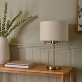 Argos Home candelabra steel table lamp 45cm brass and natural (British brand)