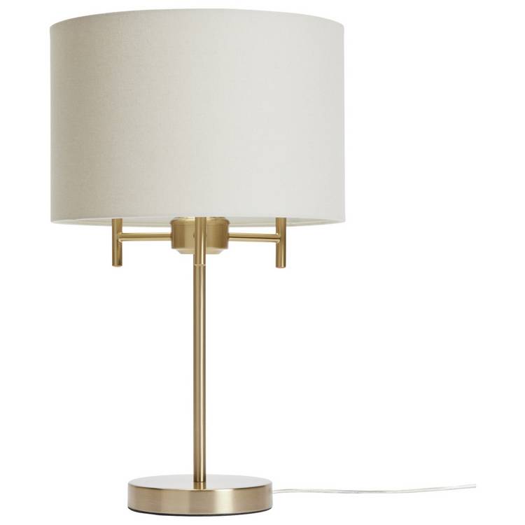 Argos Home candelabra steel table lamp 45cm brass and natural (British brand)