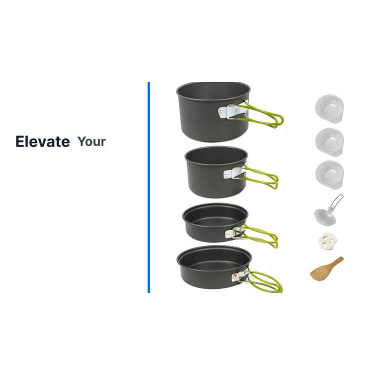 Streetwize camping cookware set with pans and accessories (British brand)