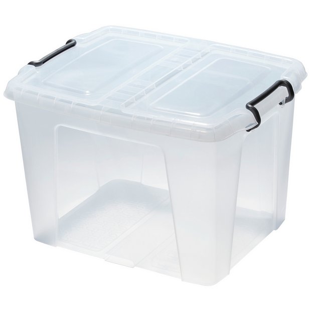 Strata Smart 40L clear plastic storage boxes 2 pack (British brand)