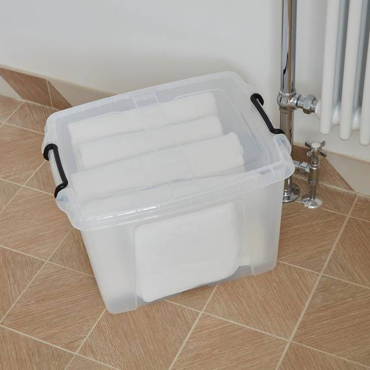 Strata Smart 40L clear plastic storage boxes 2 pack (British brand)