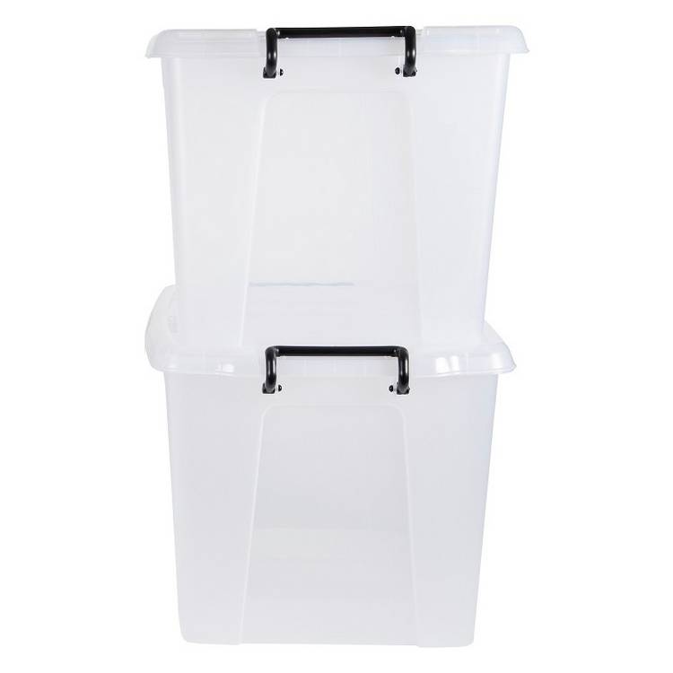 Strata Smart 40L clear plastic storage boxes 2 pack (British brand)