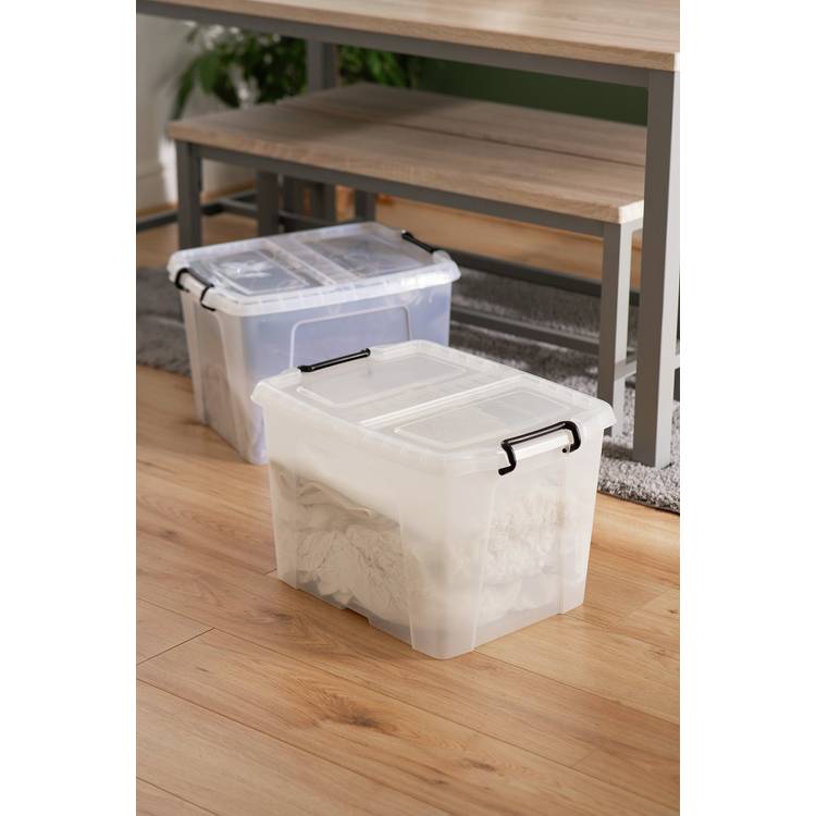 Strata Smart 40L clear plastic storage boxes 2 pack (British brand)