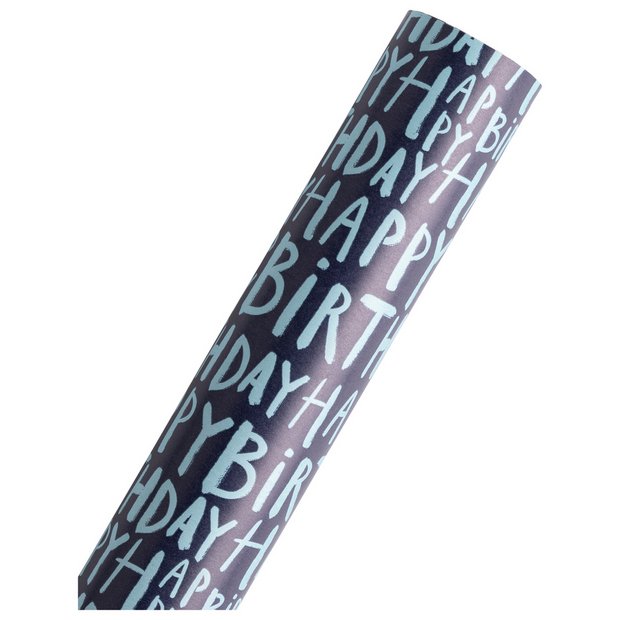 Argos Home blue Happy Birthday wrapping paper 10m roll - British product