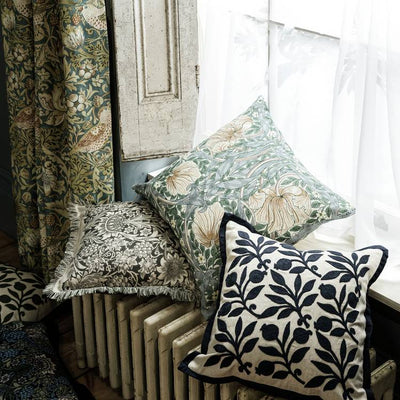 Argos Habitat x Morris & Co. Rosehip Crewel Cushion - Blue - 43x43cm- Buy online at McGrocer