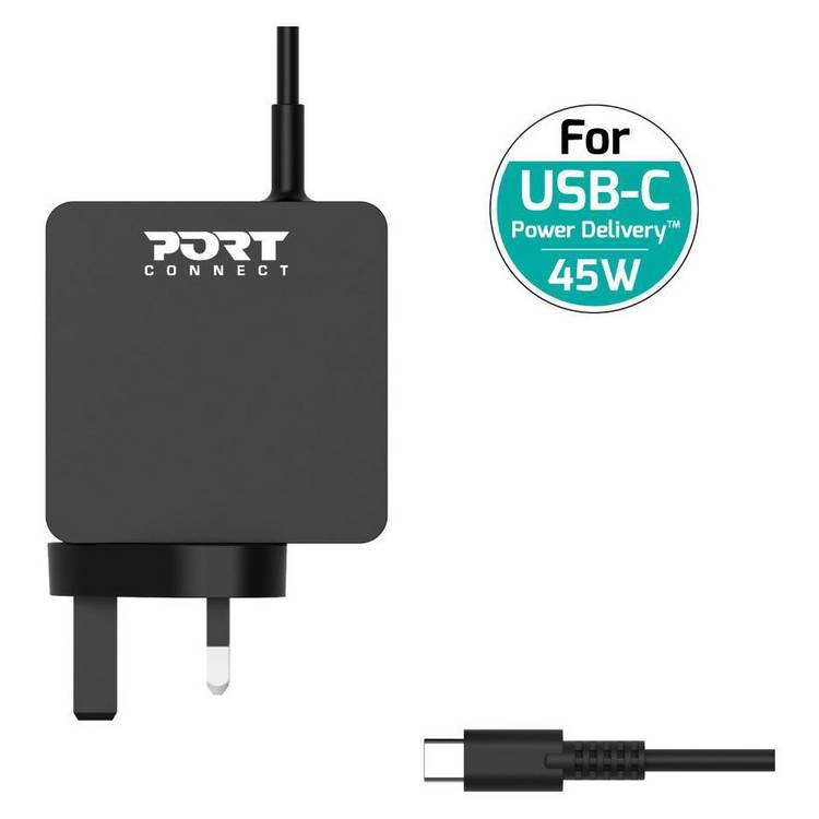 Port Connect 45W Type C UK power supply, imported from the UK