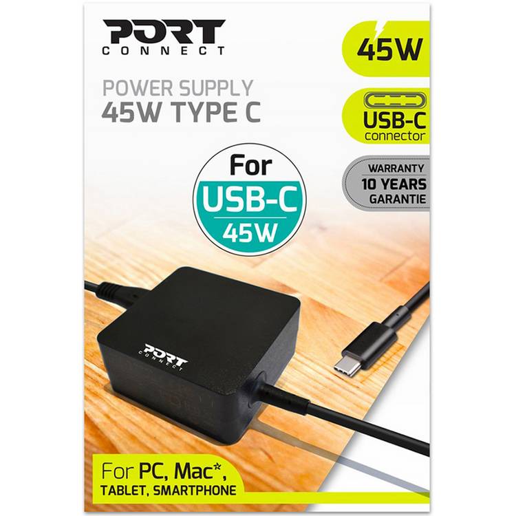 Port Connect 45W Type C UK power supply, imported from the UK