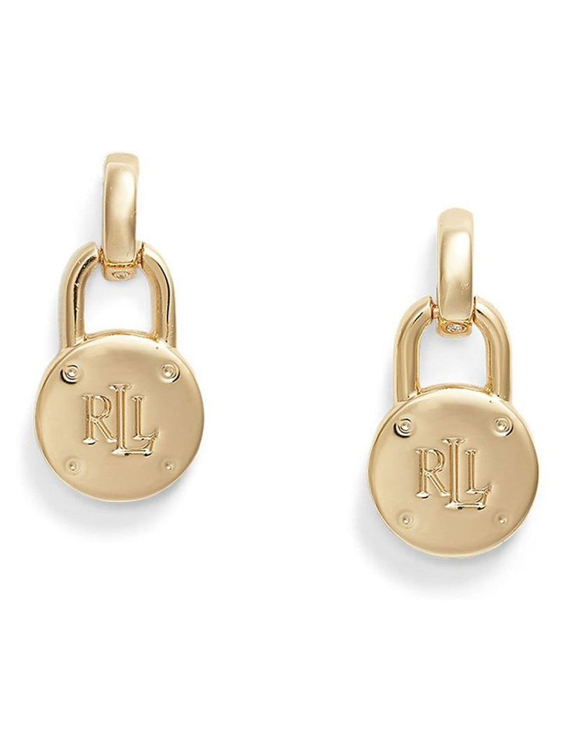 Ralph Lauren gold tone padlock earrings, UK version