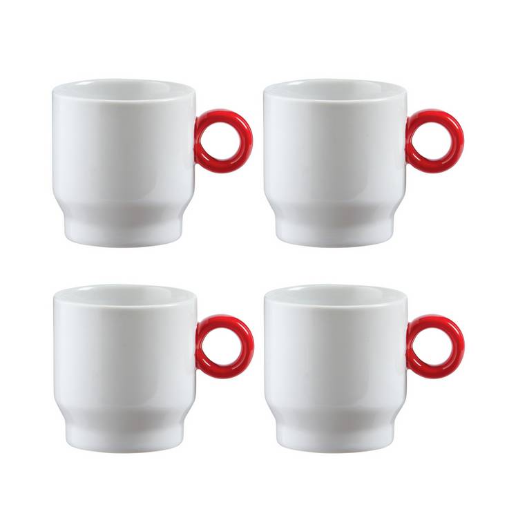 Sebastian Conran red coffee cup set of 4 (British brand)