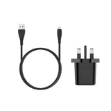 5W USB-A mains charger black with micro USB cable (British brand)