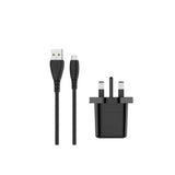 5W USB-A mains charger black with micro USB cable (British brand)