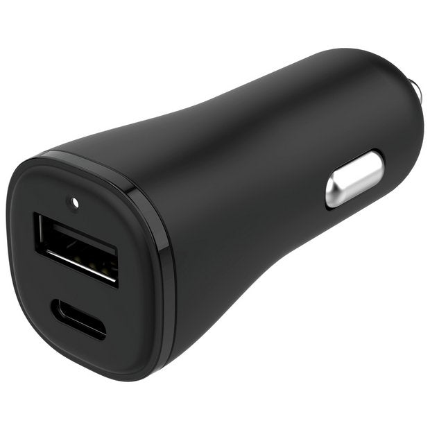 32W dual port USB-A USB-C car charger - British product